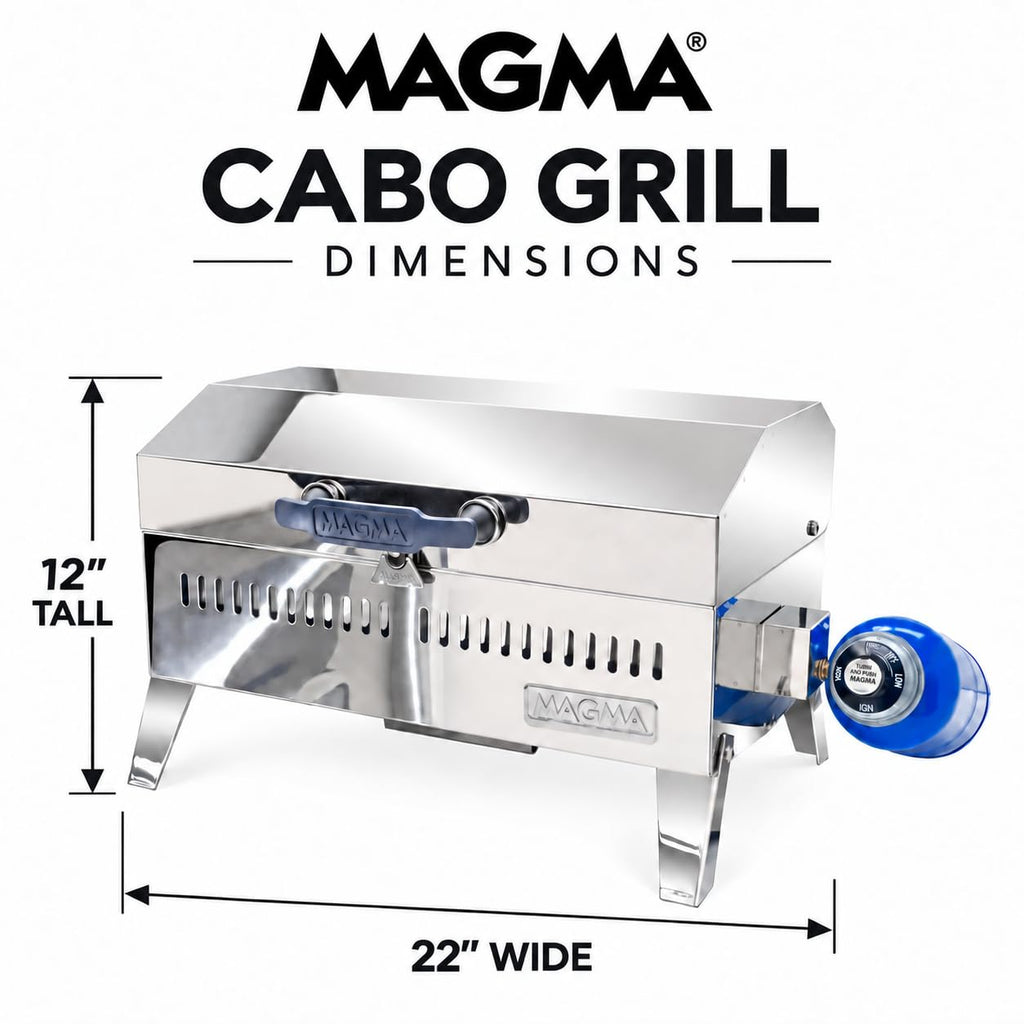 A10-703 Cabo Portable Gas Grill 9 x 18 Inch Compact Lightweight Outdoor BBQ Camping Travel Grill