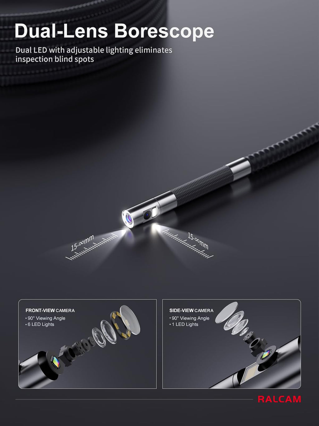 360 Degree Articulating Borescope for Automotive HVAC Engine Inspection with Slim Probe Camera