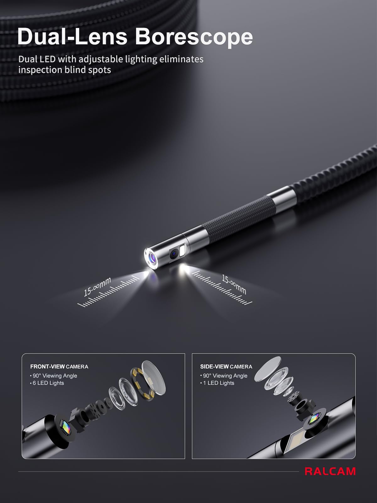 360 Degree Articulating Borescope for Automotive HVAC Engine Inspection with Slim Probe Camera