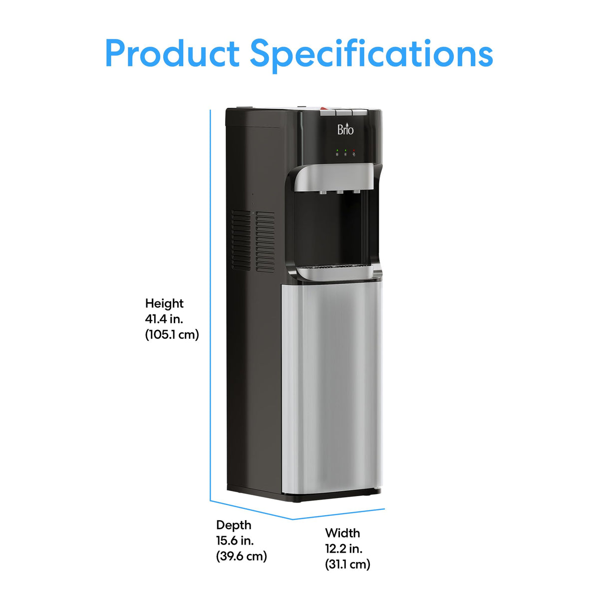 Bottom Loading Water Cooler Dispenser for 5 Gallon Bottles Stainless Steel Freestanding Home Office