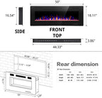 Modern Recessed and Wall Mounted Electric Fireplace 50 Inch Indoor Heater for Living Room Home