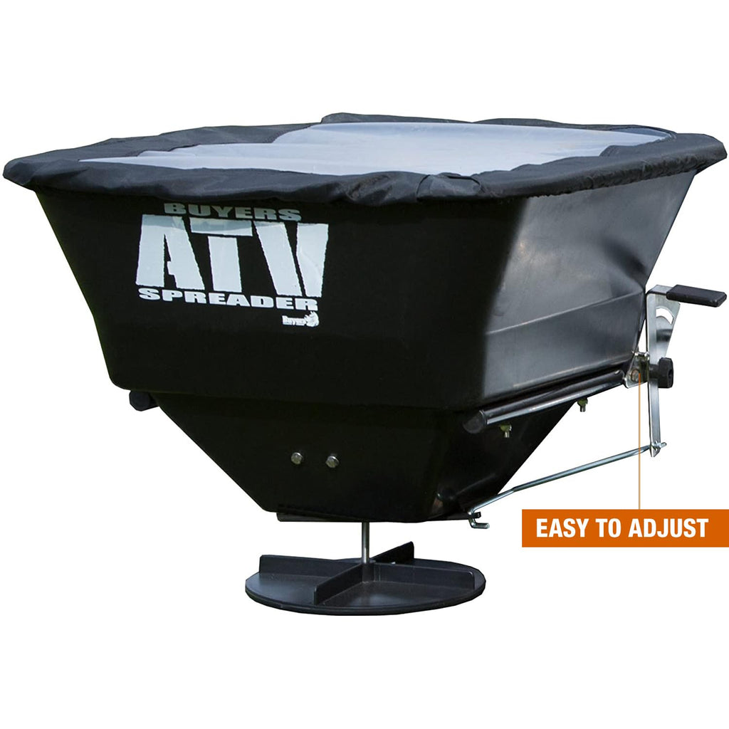 ATVS100 100 lb ATV rear rack mount broadcast spreader for efficient seed and fertilizer spreading