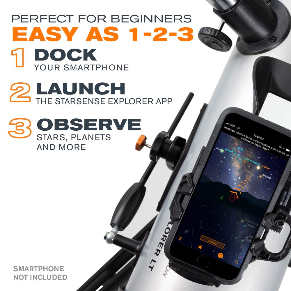 StarSense Explorer LT 114AZ Newtonian Smartphone Guided Telescope for Astronomy Beginners and Adults
