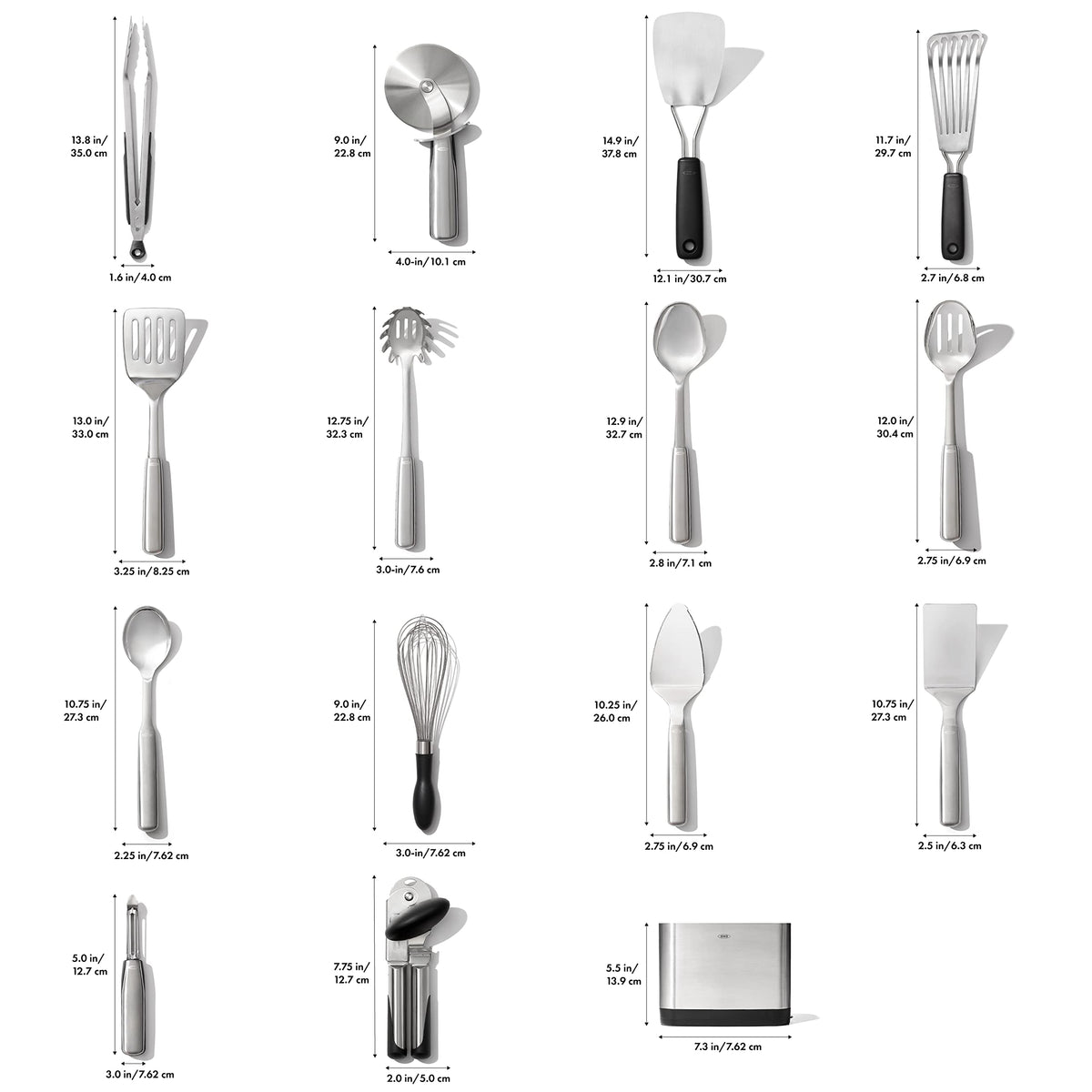 Steel 15 Piece Utensil Set Stainless Steel Kitchen Utensils Cooking Tools Home Serving Set