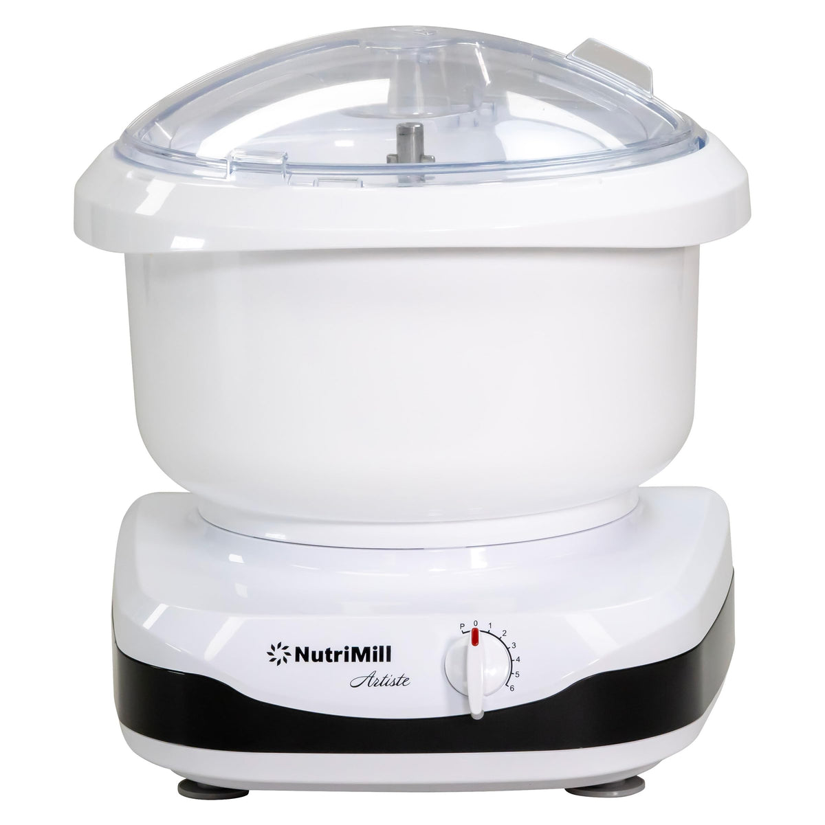 Artiste Kitchen Electric Stand Mixer 500 Watt 6.5 Quart Bowl with Dough Hook and Wire Whips Black Trim