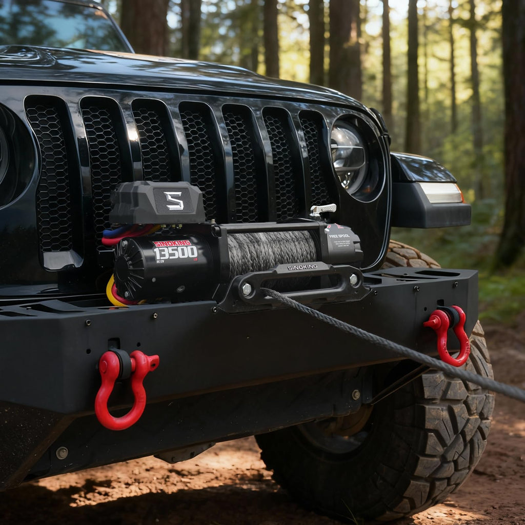 13500 lb electric winch for truck SUV trailer heavy duty synthetic rope 12V waterproof wireless wired remote