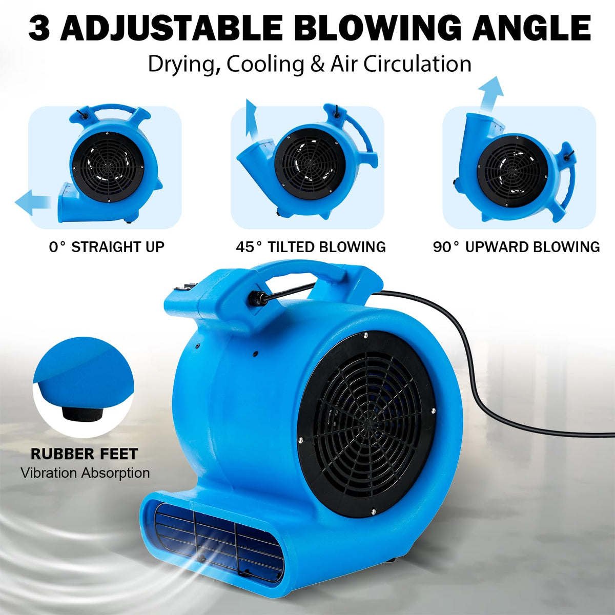 2200 CFM Half HP Commercial Air Mover Floor Drying Fan Heavy Duty Blower for Home and Commercial Use