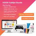 SG500 Sublimation Printer with 31 mL Inks and Paper Bundle Complete Starter Kit for High Quality Printing