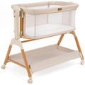 Bedside bassinet 3 in 1 rocking full mesh crib with mattress 6 height adjustable lockable wheels