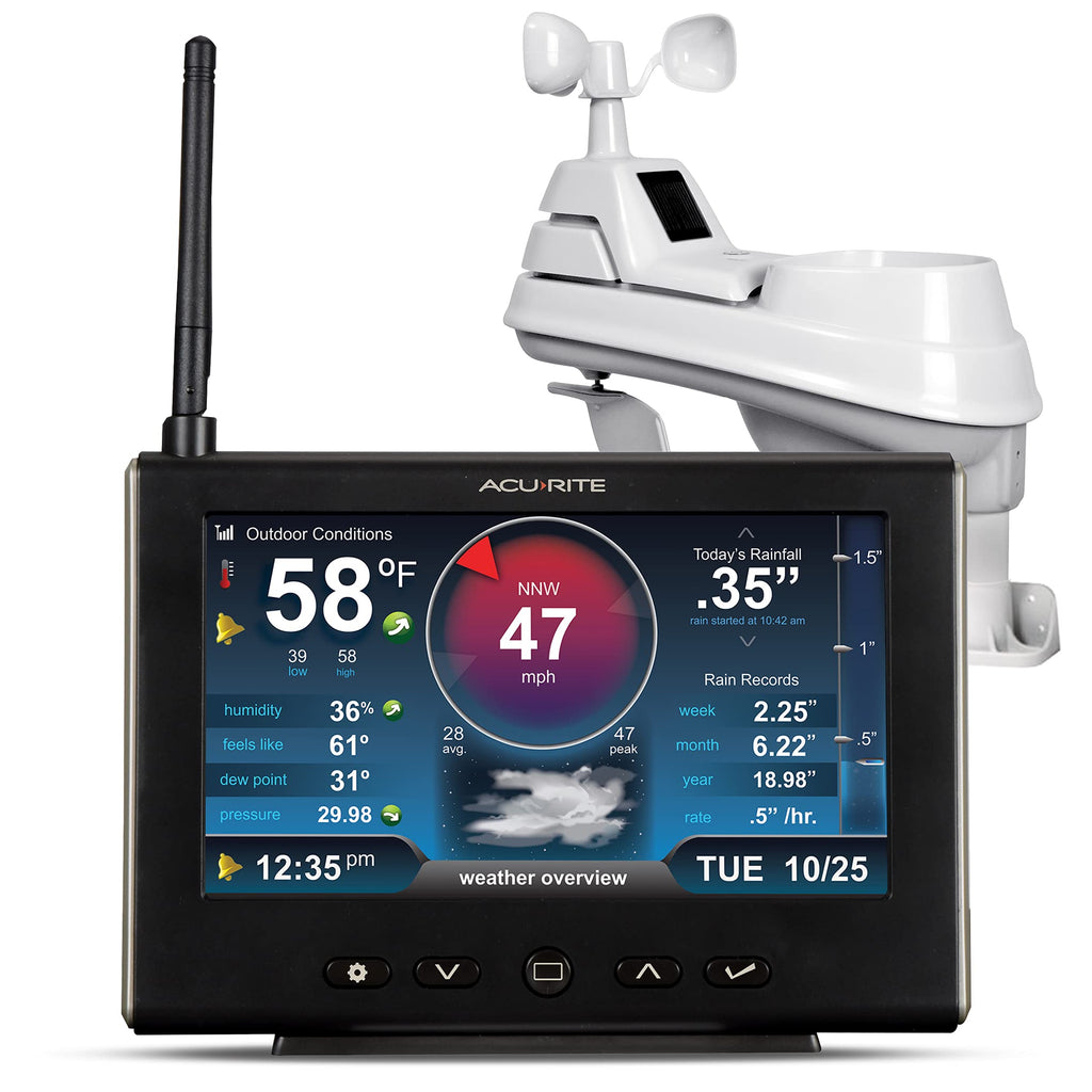 Weather Station Rain Gauge Wind Speed Direction Wireless Indoor Outdoor Thermometer Humidity Barometer 01535M