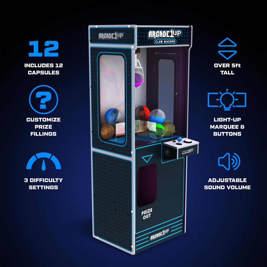 Claw Machine with 3 Levels of Difficulty and Ceiling Light for Arcade Game Room Home Entertainment
