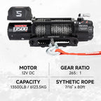 13500 lb electric winch for truck SUV trailer heavy duty synthetic rope 12V waterproof wireless wired remote