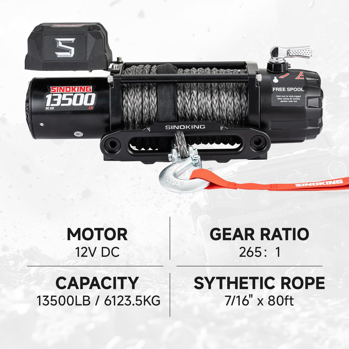 13500 lb electric winch for truck SUV trailer heavy duty synthetic rope 12V waterproof wireless wired remote