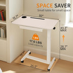 Adjustable Overbed Table with Drawer, Wheels, Cup Holder