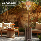 48000 BTU Outdoor Patio Propane Heater with Sandbox Wheels Portable Heating for Garden Backyard Deck