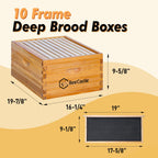 10 Frame Langstroth Bee Hive Beeswax Coated Includes Frames and Waxed Foundations 2 Deep 1 Medium Boxes