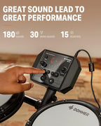 DED-80 Electronic Drum Set with 4 Quiet Mesh Pads 180+ Sounds 2 Pedals Throne Headphones Sticks Lessons