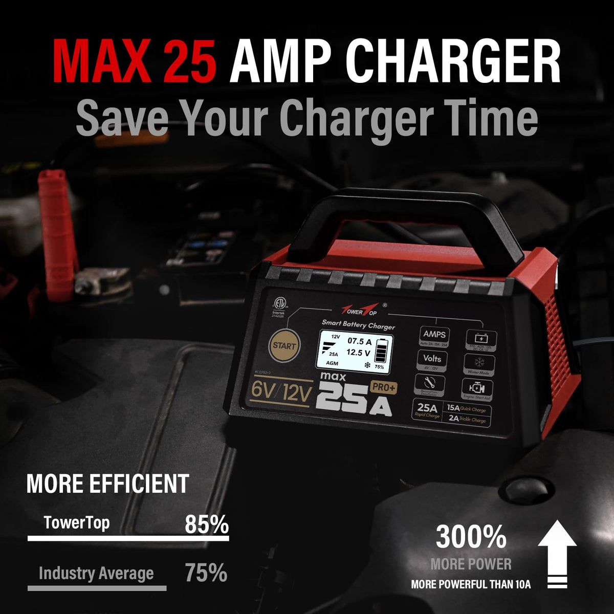 25A Pro+ Battery Charger 6V 12V Automatic Maintainer Engine Start Desulfator Repair for Lead Acid AGM LiFePO4