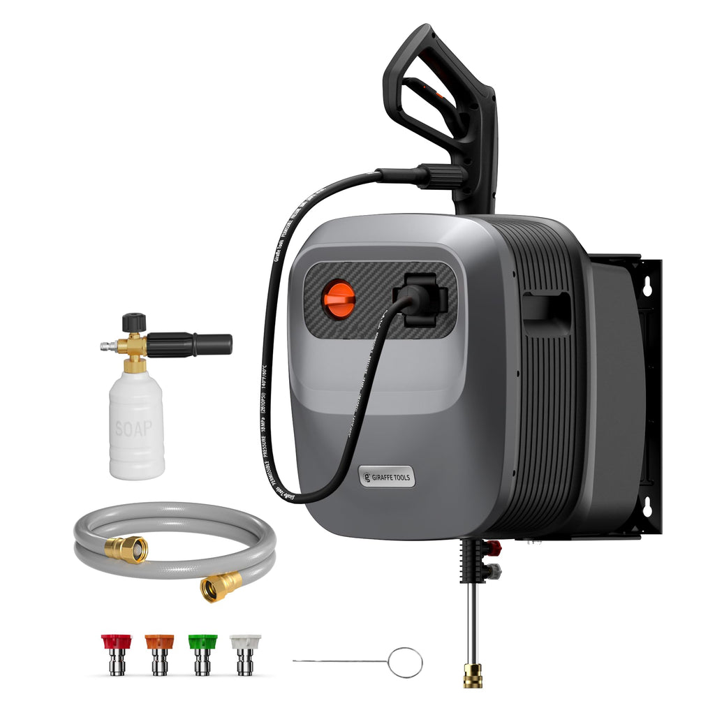 65 FT Retractable Wall Mount Pressure Washer G20B Heavy Duty Hose Reel System for Outdoor Cleaning