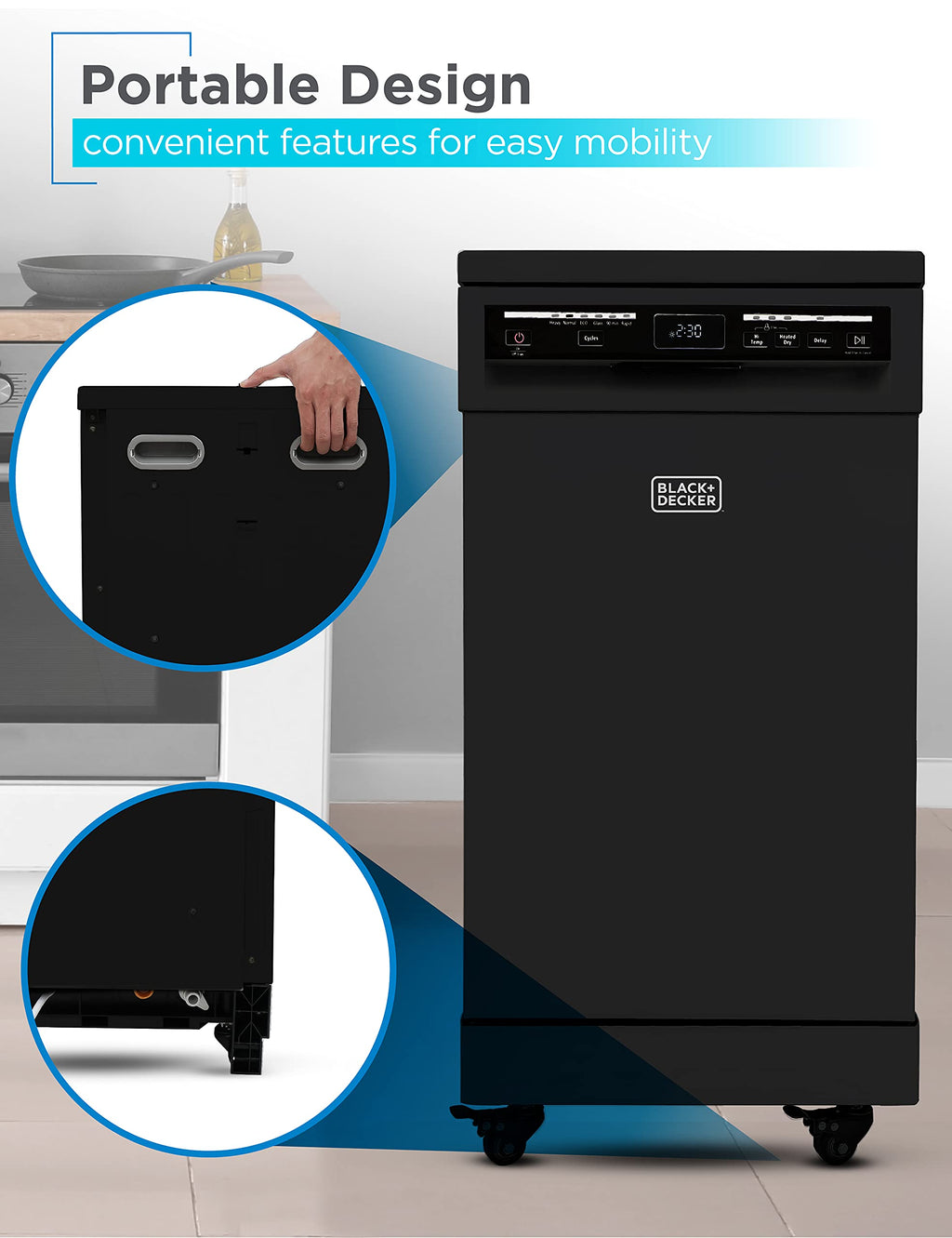 18 Inch Portable Dishwasher Energy Star BPD8B Black Compact Efficient Design for Small Spaces
