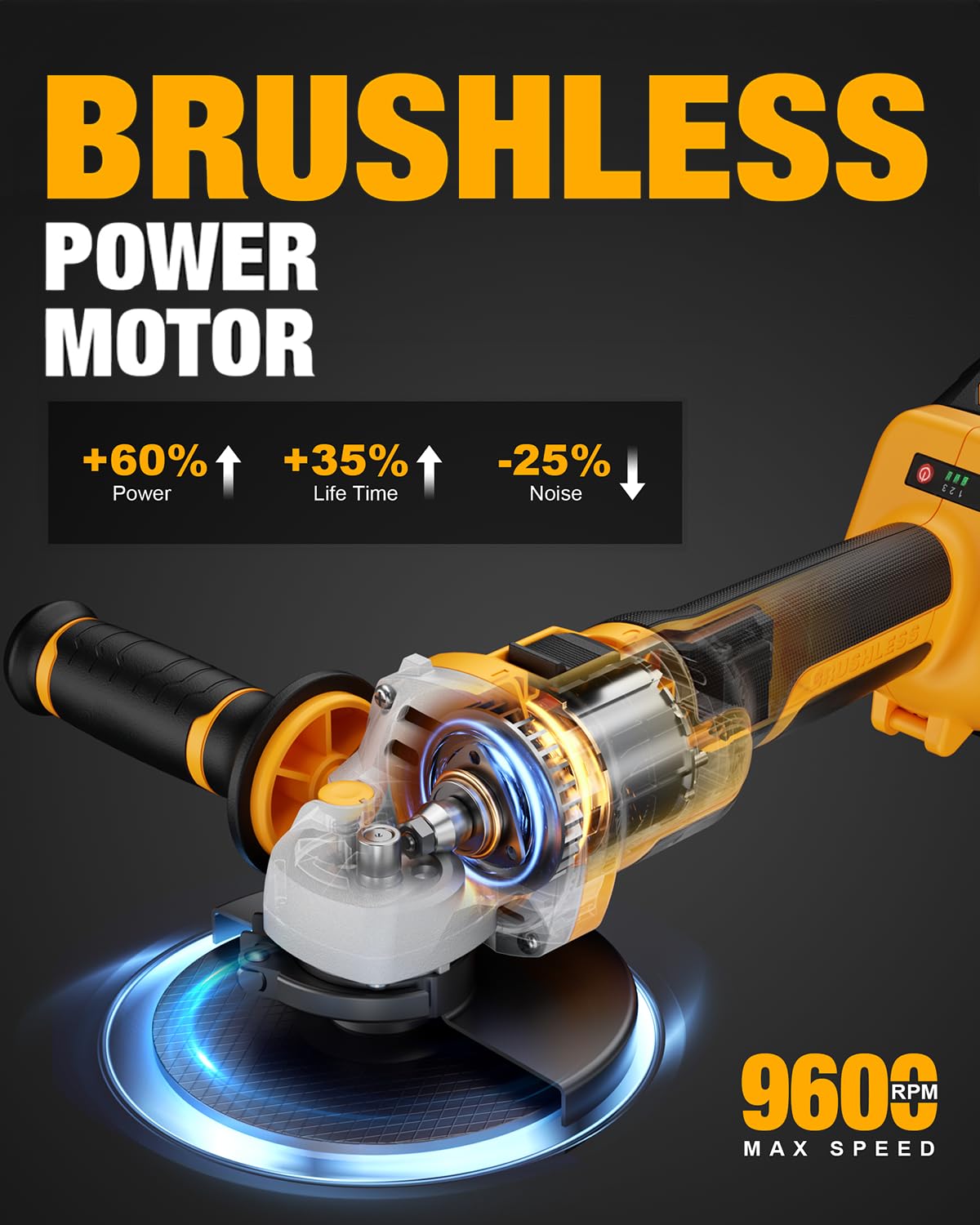 Cordless Angle Grinder 20V Battery Powered Tool for Cutting Grinding Polishing and DIY Work