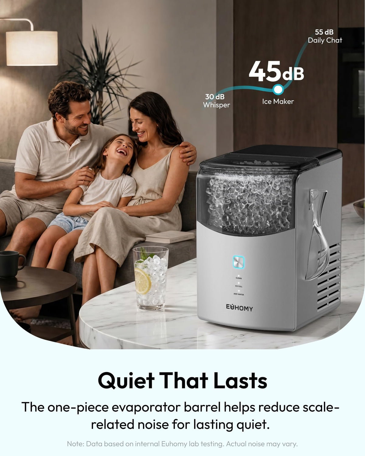 2026 Upgraded Countertop Nugget Ice Maker 35lbs Sonic Crushed Ice Machine for Home Kitchen