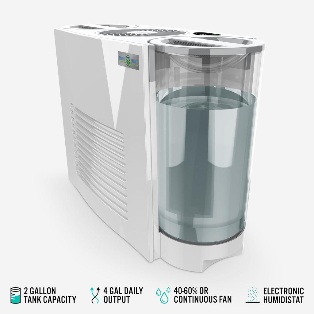 Evaporative Humidifier for Large Rooms up to 1000 Sq Ft, 2 Gallon Dual Tank, EVDC500