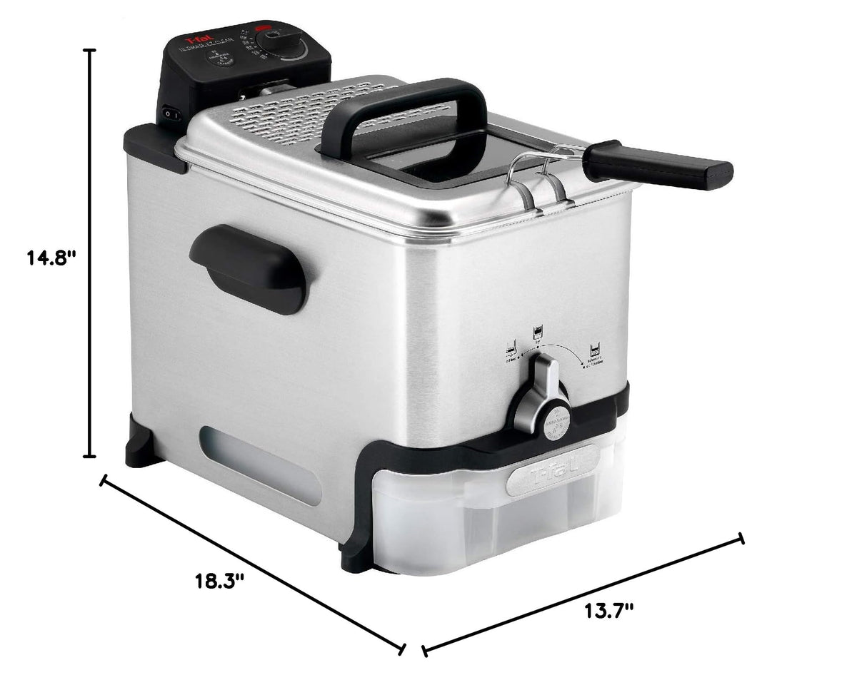 Deep Fryer with Basket 3.5L 1700W Oil Filtration Temperature Control Easy Clean Home Kitchen