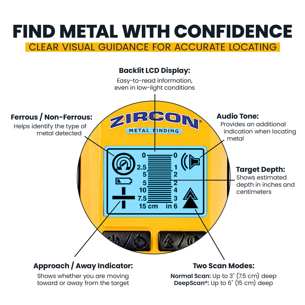 MT7 Metal Scanner for Concrete and Walls 6 in Detection Depth Rebar Pipe and Stud Locator Tool
