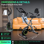 Foldable Exercise Bike 5 in 1 Workout Bike 16 Level Quiet Magnetic Resistance 6.6 lbs Flywheel 300 lb Capacity