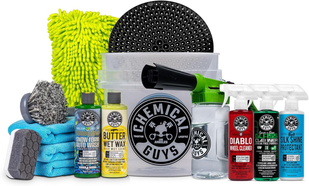 14 Piece Car Wash Kit with Foam Blaster 6 Foam Gun Wash Mitt Towels Cleaning Accessories Set