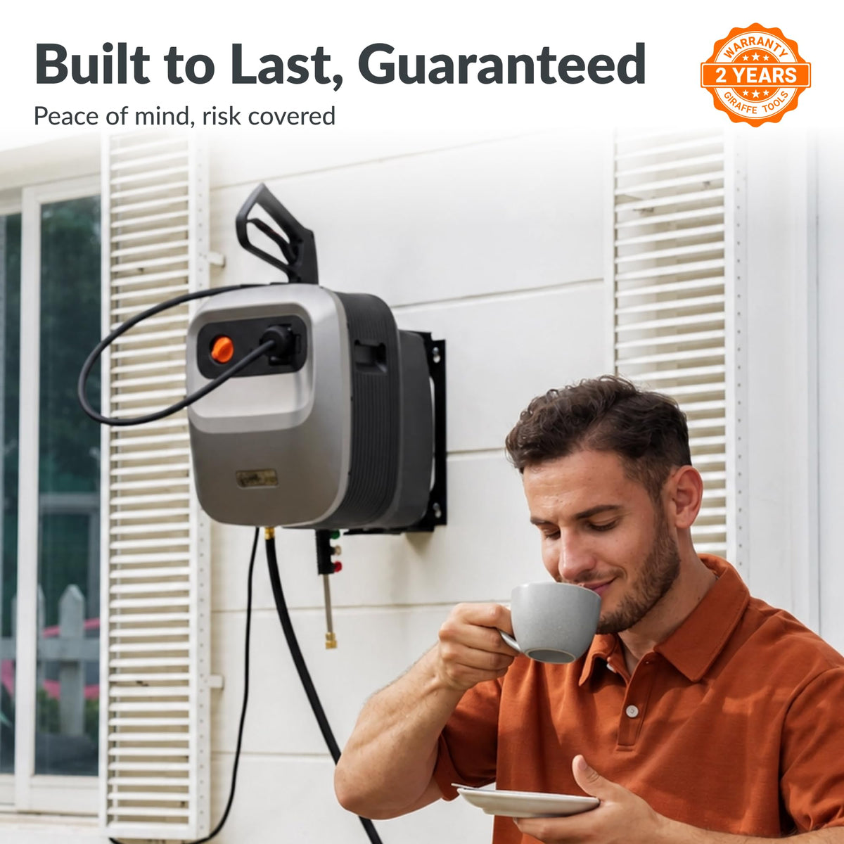 65 FT Retractable Wall Mount Pressure Washer G20B Heavy Duty Hose Reel System for Outdoor Cleaning