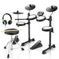 DED-80 Electronic Drum Set with 4 Quiet Mesh Pads 180+ Sounds 2 Pedals Throne Headphones Sticks Lessons