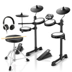 DED-80 Electronic Drum Set with 4 Quiet Mesh Pads 180+ Sounds 2 Pedals Throne Headphones Sticks Lessons