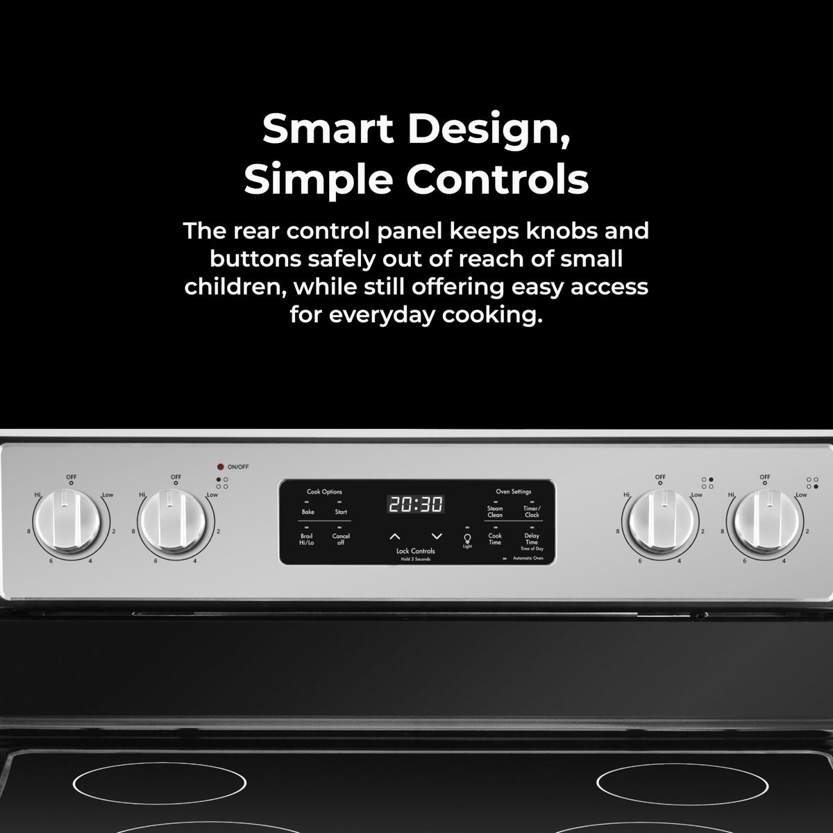 Freestanding 5.2 cu ft Rear Control Electric Range with 4 Burner Cooktop in Stainless Steel