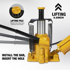 Low Profile 20 Ton Air Bottle Jack with Aluminum Alloy Pump and Slow Release