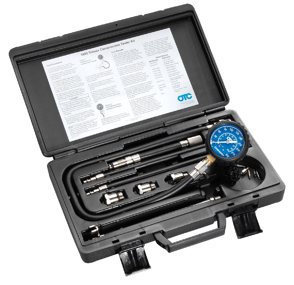 5605 Deluxe Compression Tester Kit for Gasoline Engines Complete Cylinder Pressure Diagnostic Tool