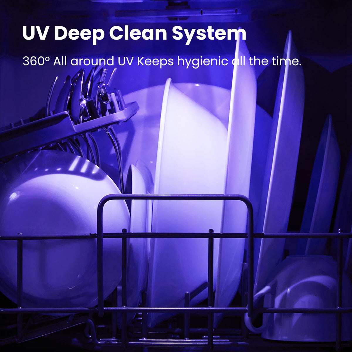 Countertop portable dishwasher 6L built in water tank 7 programs UV hygiene auto door open for apartments RVs