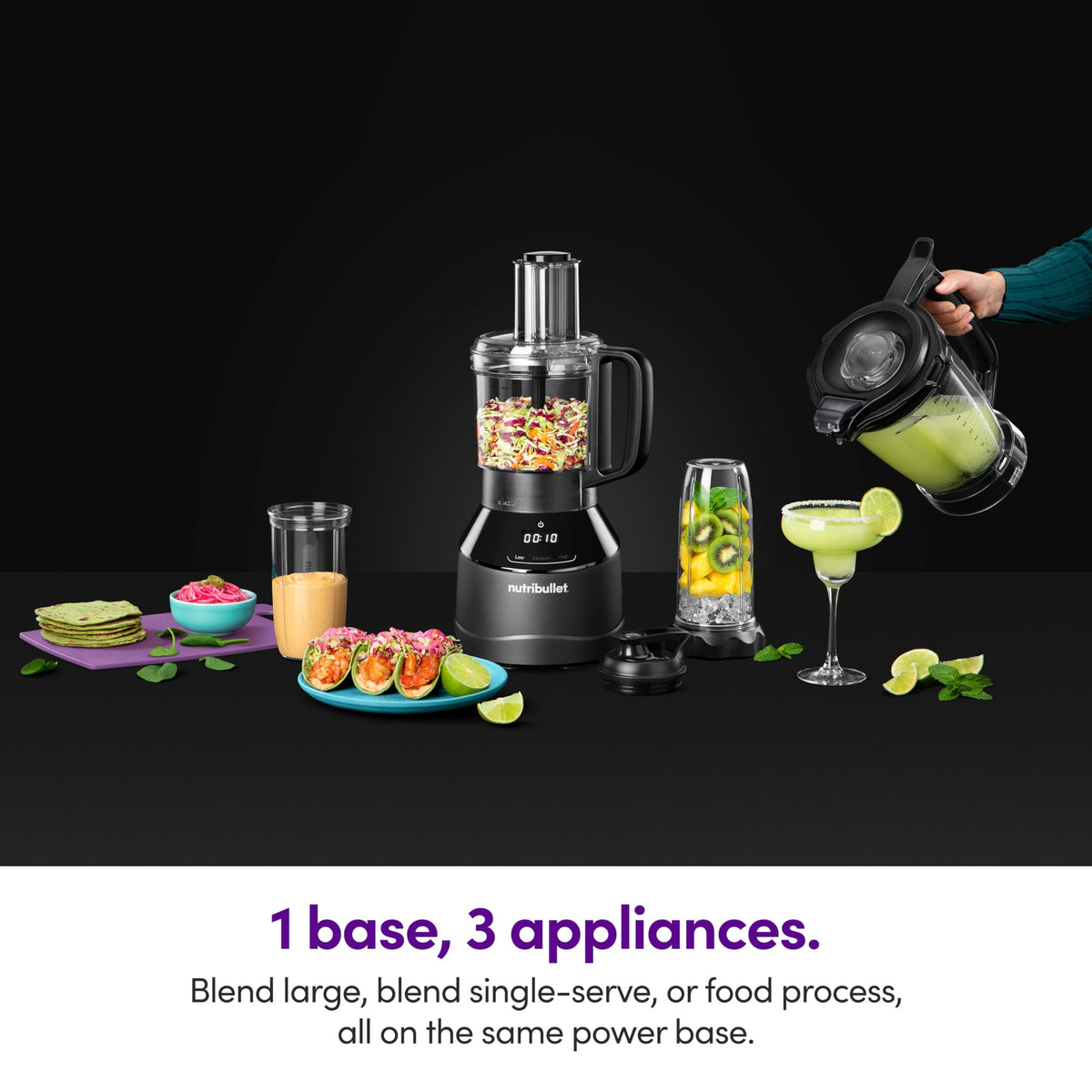 Triple Prep System 1500W 3 in 1 Kitchen Blender Food Processor High Speed Countertop Combo NBKS50100
