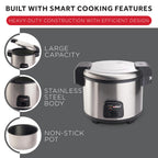 30 Cup Commercial Grade Electric Rice Cooker S Large Capacity Restaurant Home Kitchen Durable