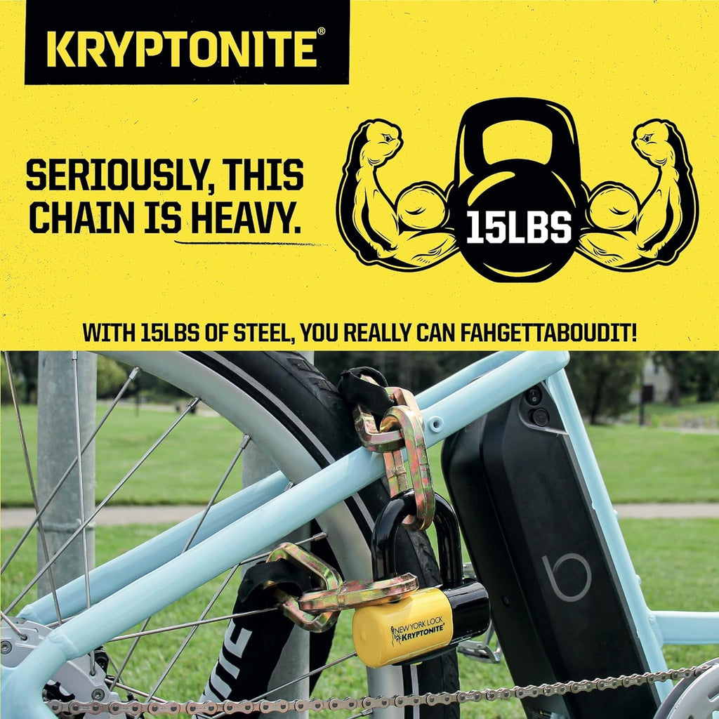 New York Fahgettaboudit Chain 1415 and New York Disc Lock Heavy Duty Motorcycle Bicycle Security Anti Theft