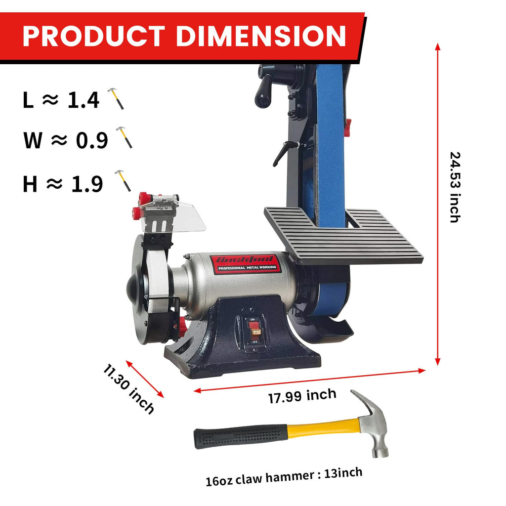 2x42 in Belt Sander and 6 in Bench Grinder Combo for Metalworking 3.5A Motor Workshop Tool