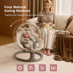 2-in-1 Electric Baby Swing, Dual-Arm Support System, Khaki
