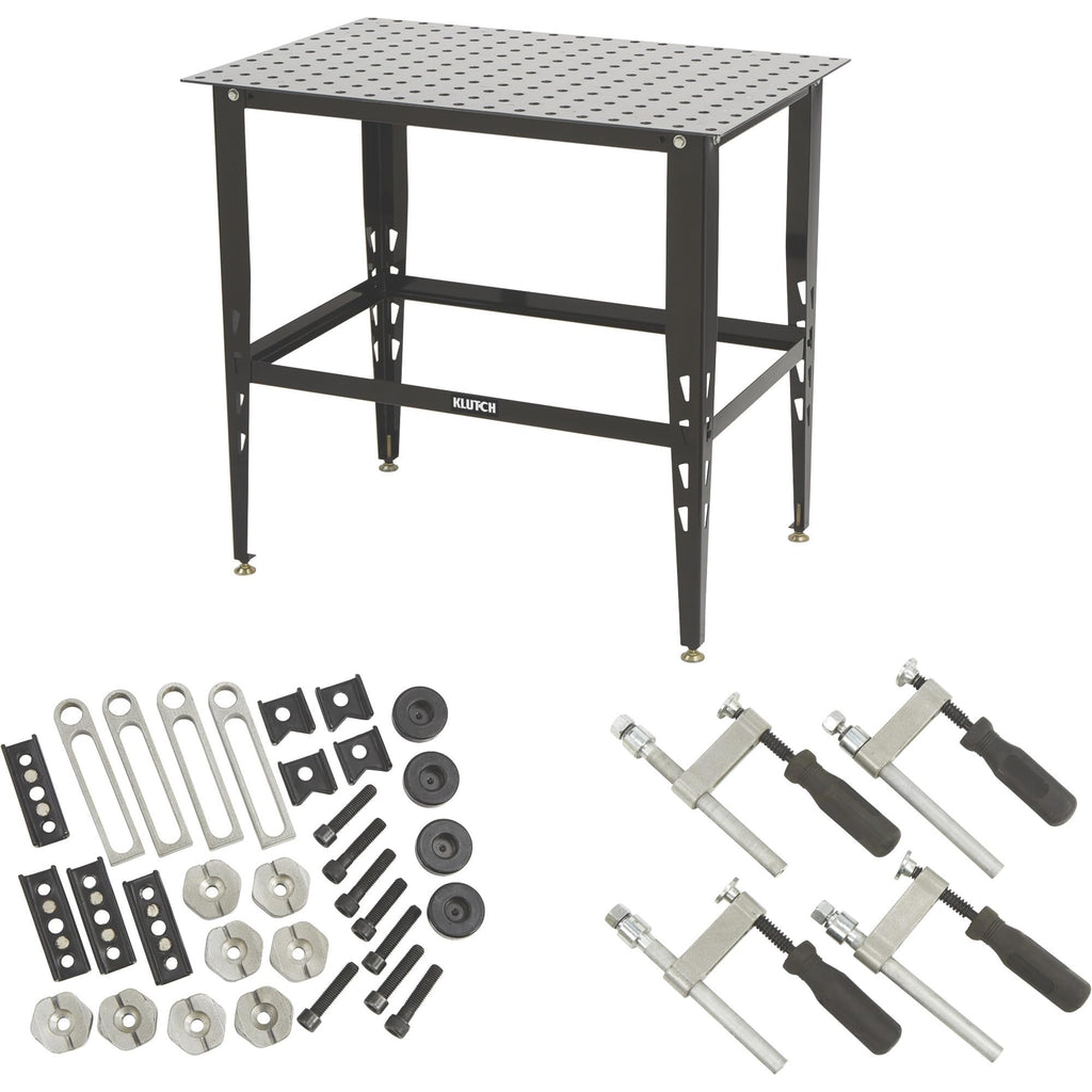 Steel welding table with 24 piece fit up tool kit 600 lb capacity heavy duty workbench for workshop