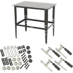 Steel welding table with 24 piece fit up tool kit 600 lb capacity heavy duty workbench for workshop