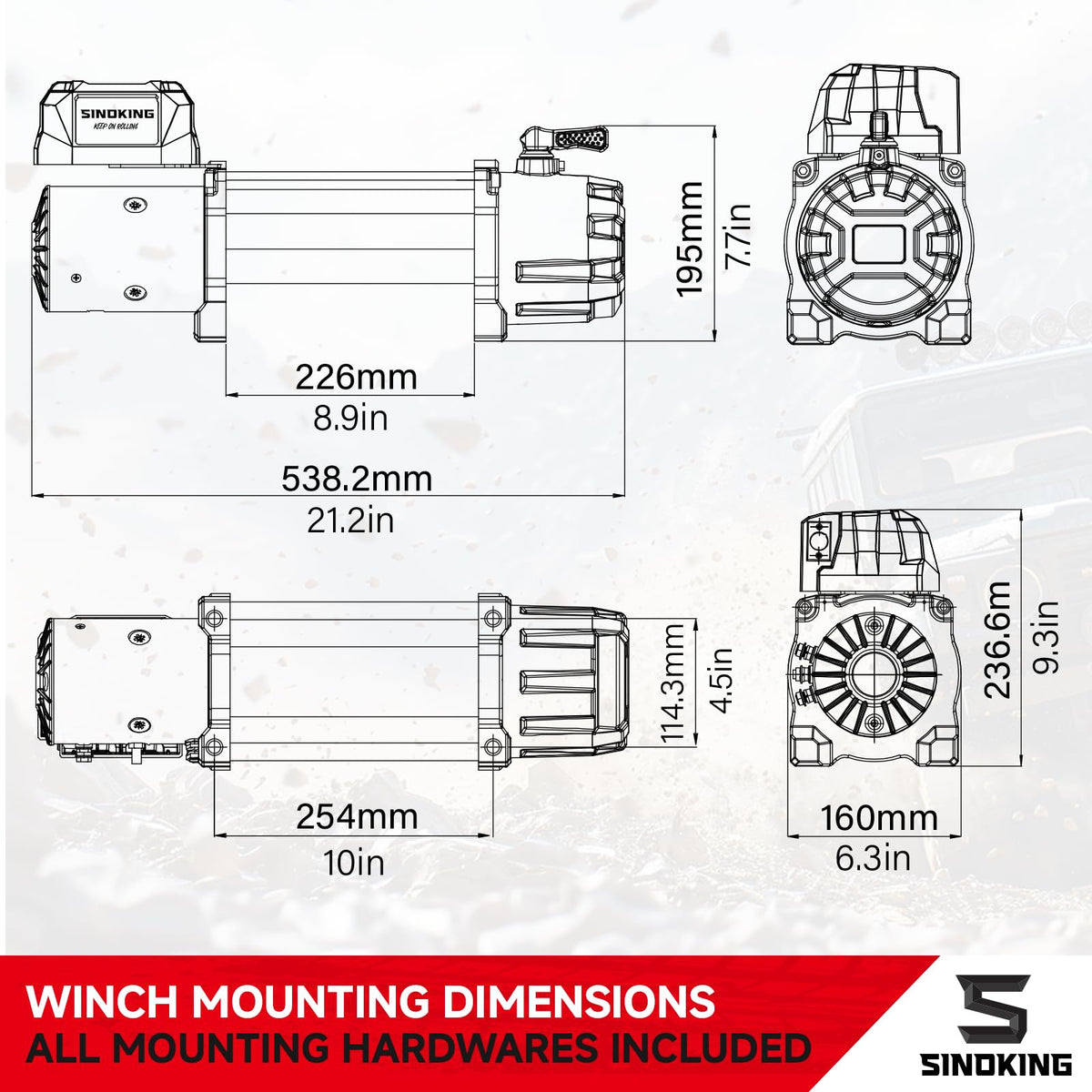 13500 lb electric winch for truck SUV trailer heavy duty synthetic rope 12V waterproof wireless wired remote