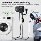 Smart Dryer Splitter EV Dryer 240V Auto Power Switch 3 Color LED 3.4 in LCD No Rewiring ETL 24 amp NEMA 10-30