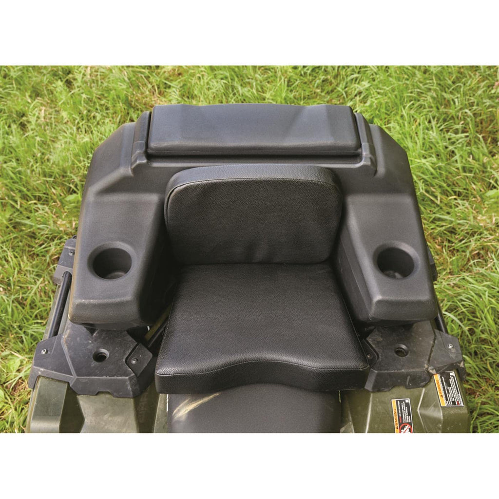 ATV lounger seat with storage large cushion padded backrest cargo box helmet holder heavy duty universal