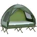 2 Person Cot Tent 4 in 1 Elevated Bed Combo with Air Mattress Portable Camping Outdoor Sleeping Solution