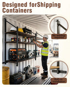 Shipping container shelving brackets D ring mount 3 tier 4 pack heavy duty storage organizer